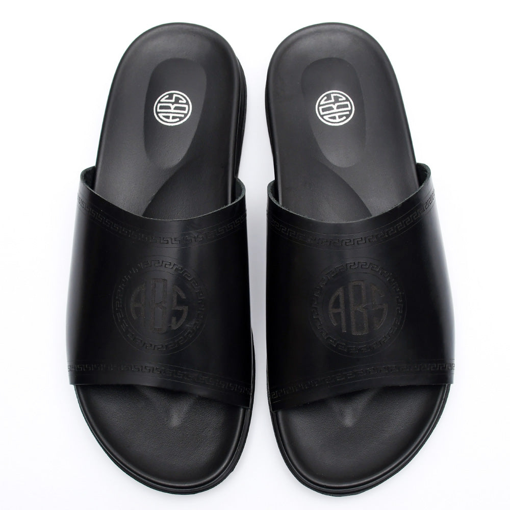 LEATHER SLIPPER - AR-010 BLACK