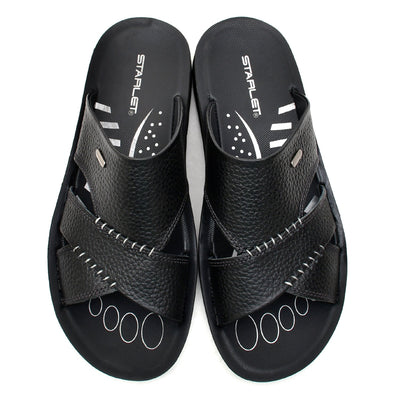 LEATHER SLIPPER - RF-173 BLACK