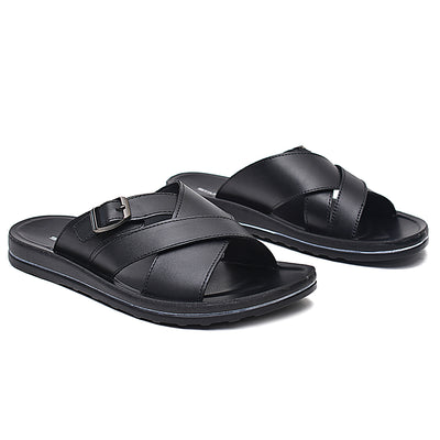 LEATHER SLIPPER - WA-1829 BLACK