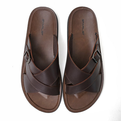 LEATHER SLIPPER - WA-1829 BROWN
