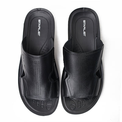 LEATHER SLIPPER - SP-327 BLACK