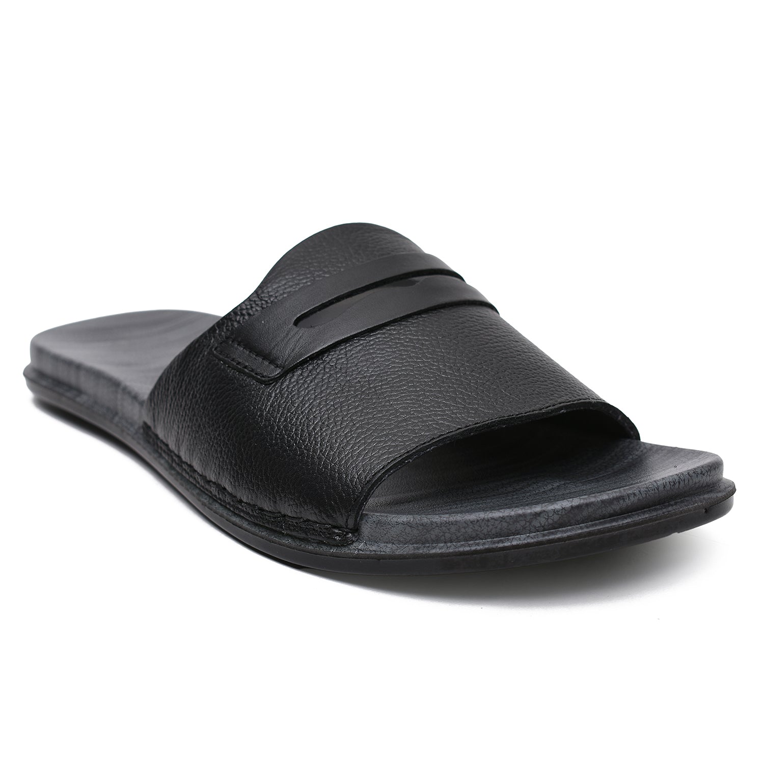 LEATHER SLIPPER - CHM-011 BLACK