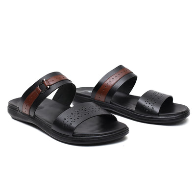 LEATHER SLIPPER - VCT-012 BLACK