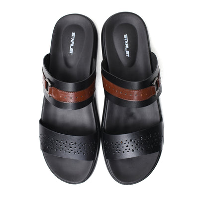 LEATHER SLIPPER - VCT-012 BLACK