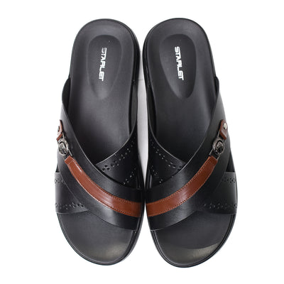 LEATHER SLIPPER - VCT-011 BLACK