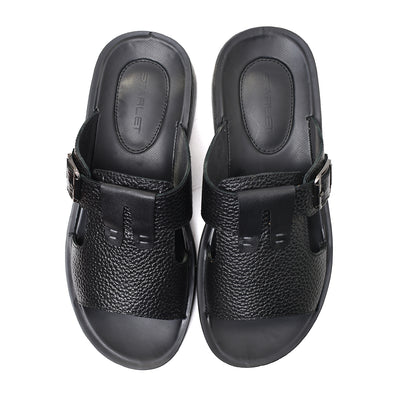 LEATHER SLIPPER - VO-633 BLACK