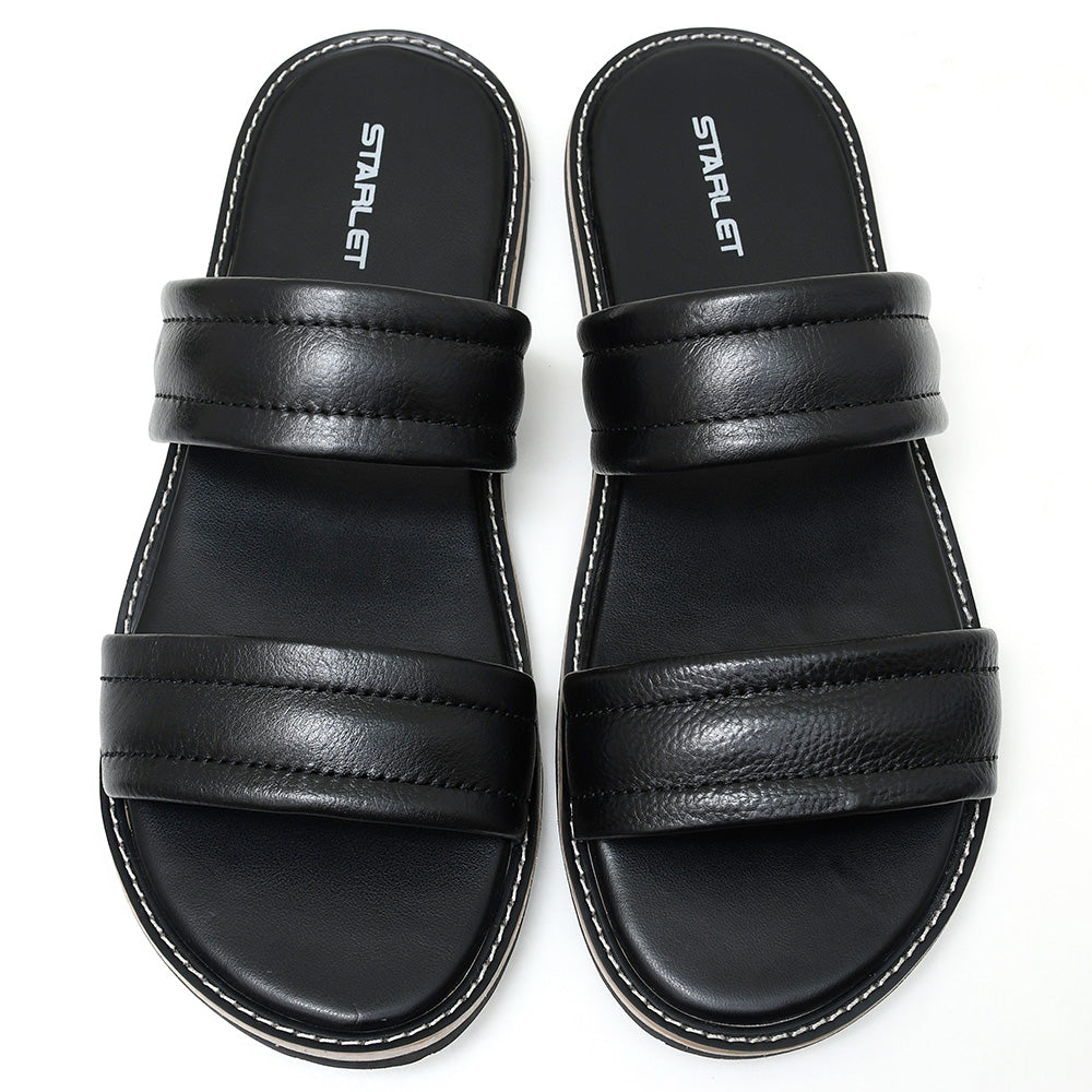 LEATHER SLIPPER - GEOX-014 BLACK