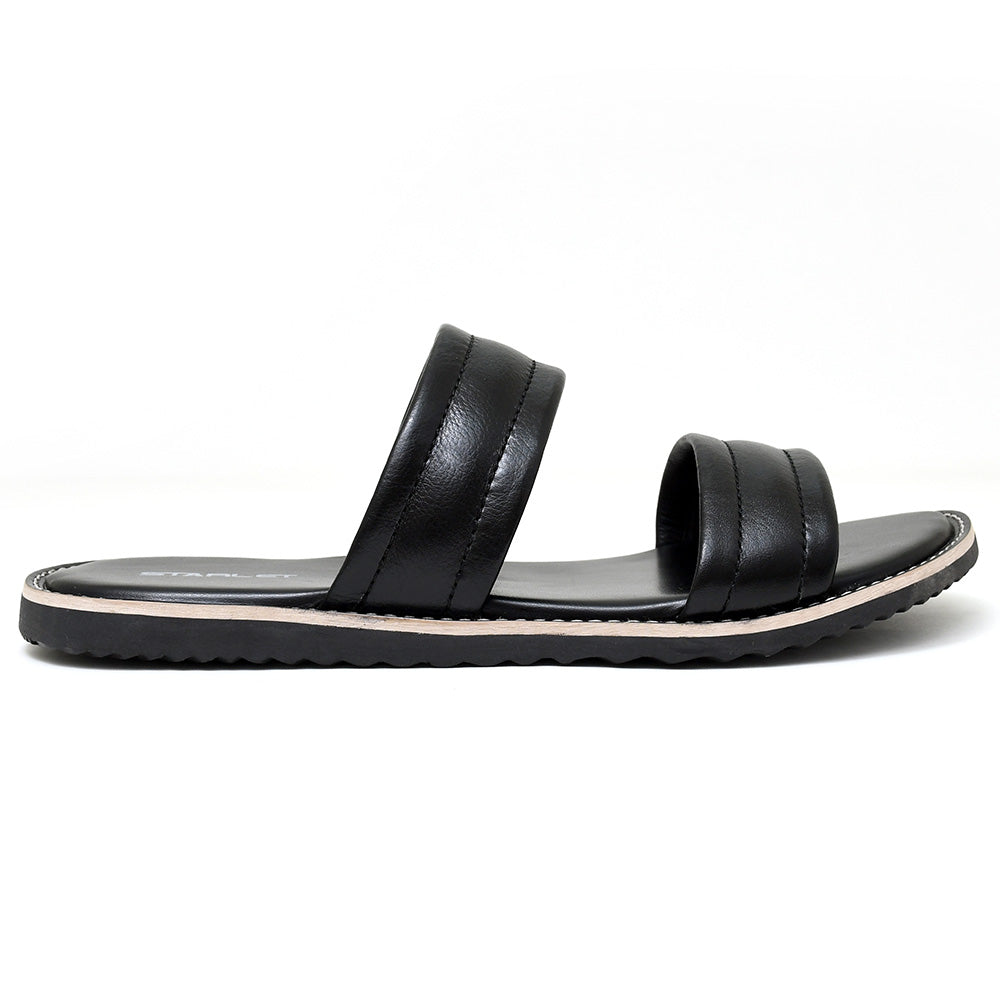 LEATHER SLIPPER - GEOX-014 BLACK