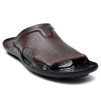 LEATHER SLIPPER - FIVE STONE-003 BROWN