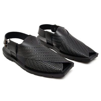 LEATHER PESHAWARI  CHAPPAL - NPT-08 BLACK