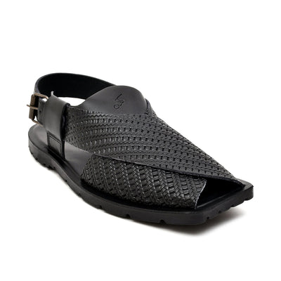 LEATHER PESHAWARI  CHAPPAL - NPT-08 BLACK