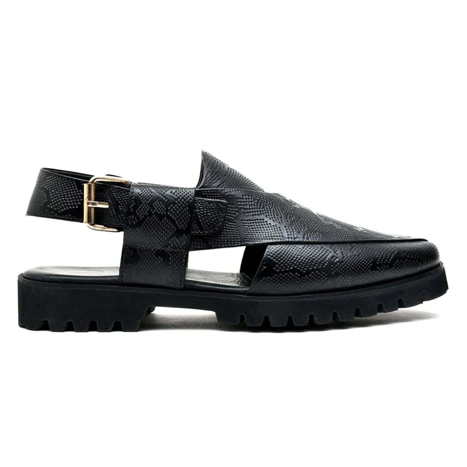 LEATHER PESHAWARI CHAPPAL - PV-42 BLACK