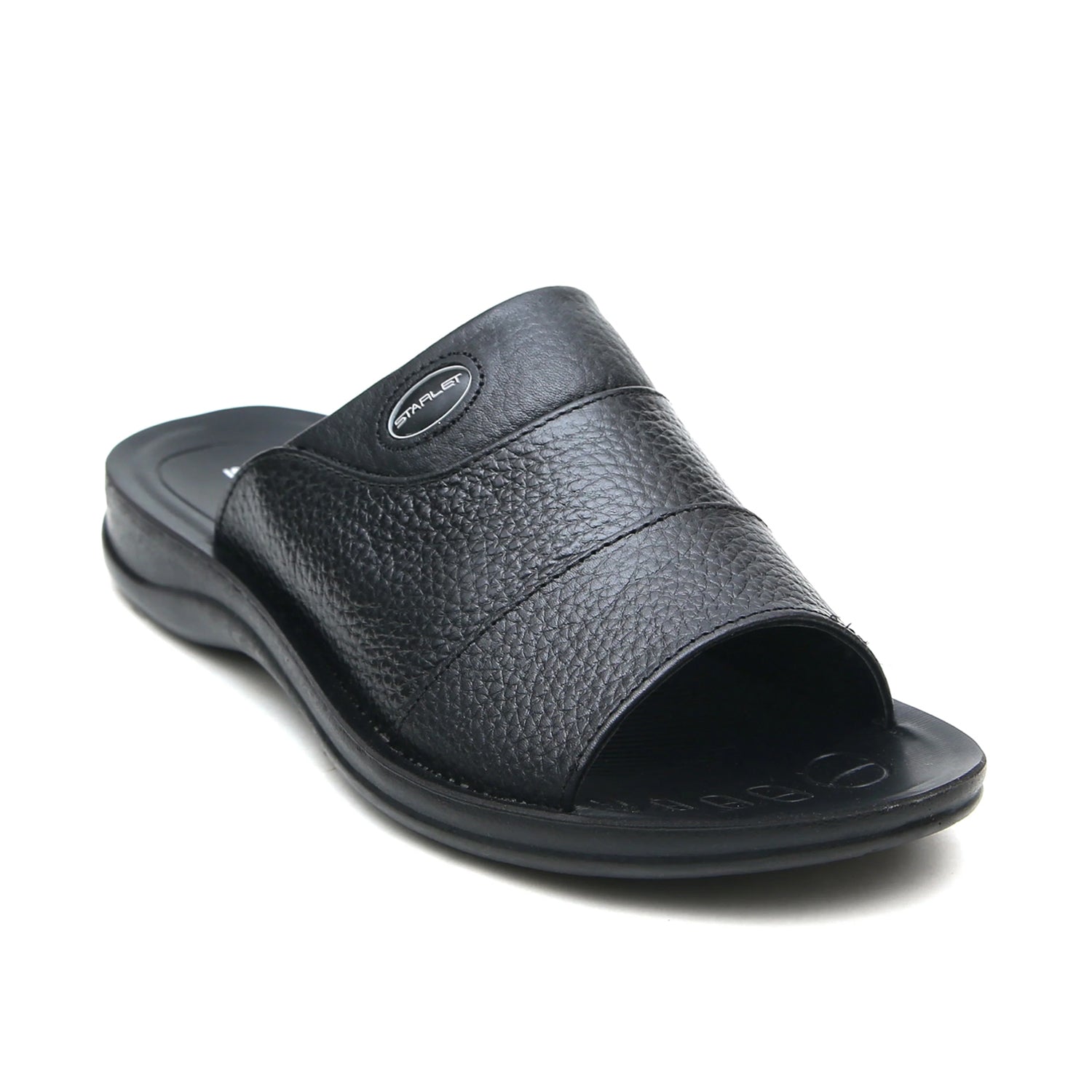 LEATHER SLIPPER - RF-136 BLACK