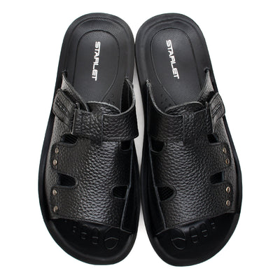 LEATHER SLIPPER - SP- 317 BLACK