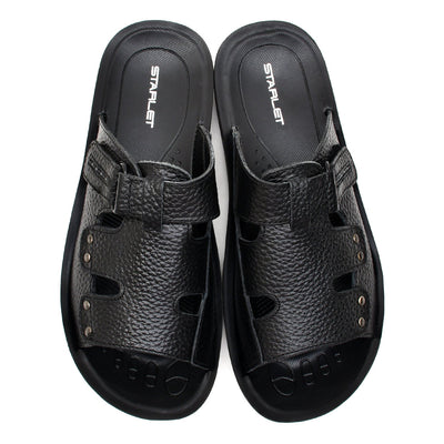 LEATHER SLIPPER - SP- 317 BLACK