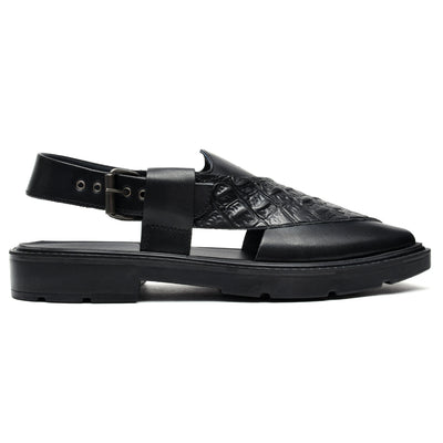 LEATHER PESHAWARI  CHAPPAL - PAHARI-008 BLACK