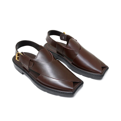 LEATHER PESHAWARI  CHAPPAL - PAHARI-002 BROWN
