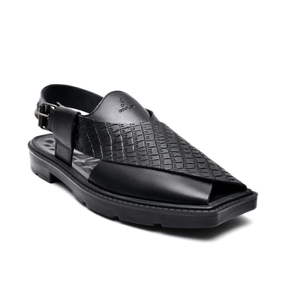 LEATHER PESHAWARI  CHAPPAL - PAHARI-006 BLACK