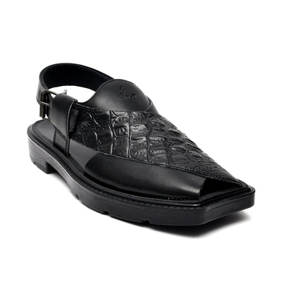 LEATHER PESHAWARI  CHAPPAL - PAHARI-008 BLACK