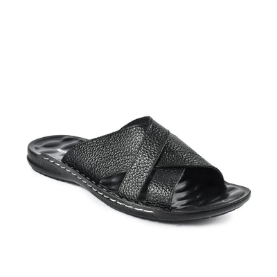 LEATHER SLIPPER - SR-1127 BLACK