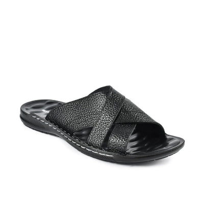 LEATHER SLIPPER - SR-1127 BLACK