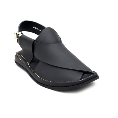 LEATHER PESHAWARI CHAPPAL - ATC0002 - BLACK