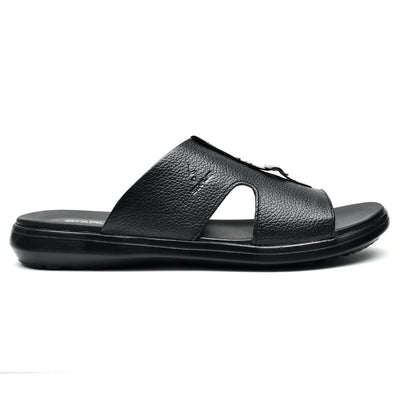 LEATHER SLIPPER - VCT-001 BLACK