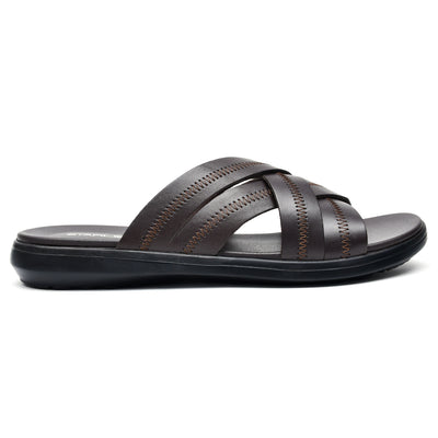 LEATHER SLIPPER - VCT-004 BROWN