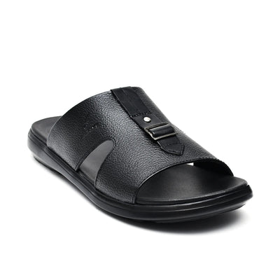 LEATHER SLIPPER - VCT-001 BLACK