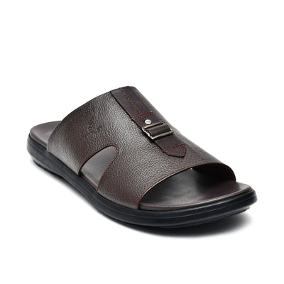 LEATHER SLIPPER - VCT-001 BROWN