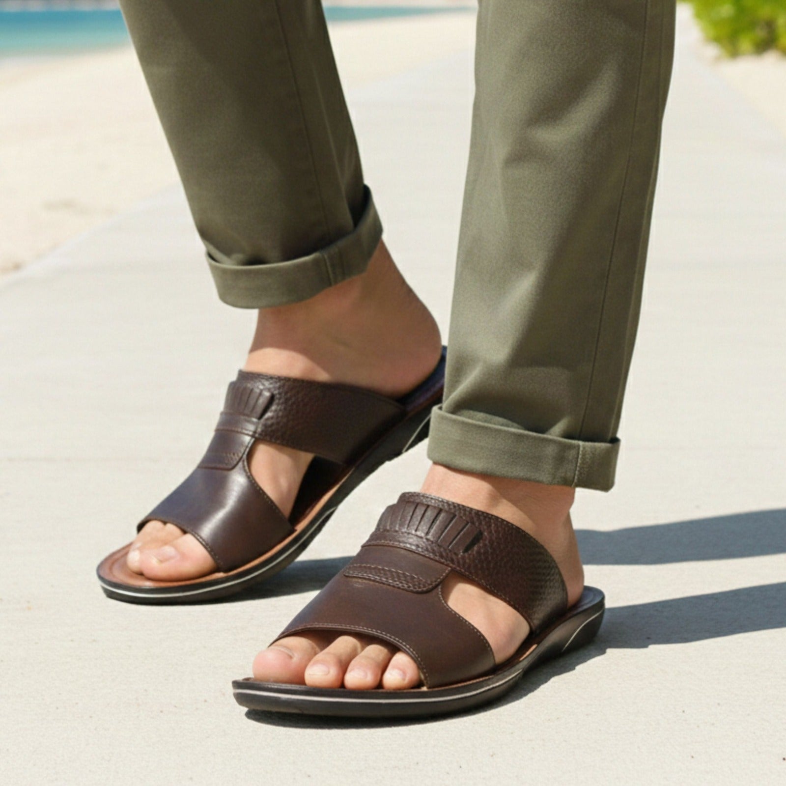 LEATHER SLIPPER - GR-1433 BROWN