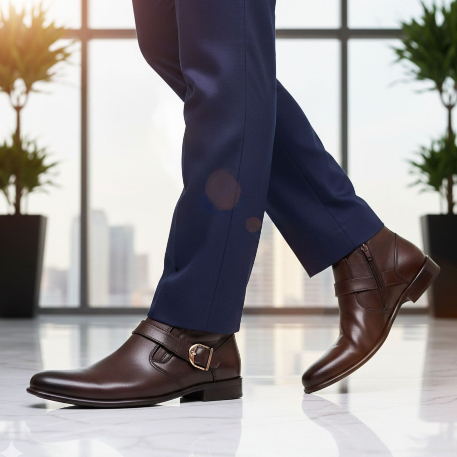 LEATHER SHOES - FCG-8064 BROWN