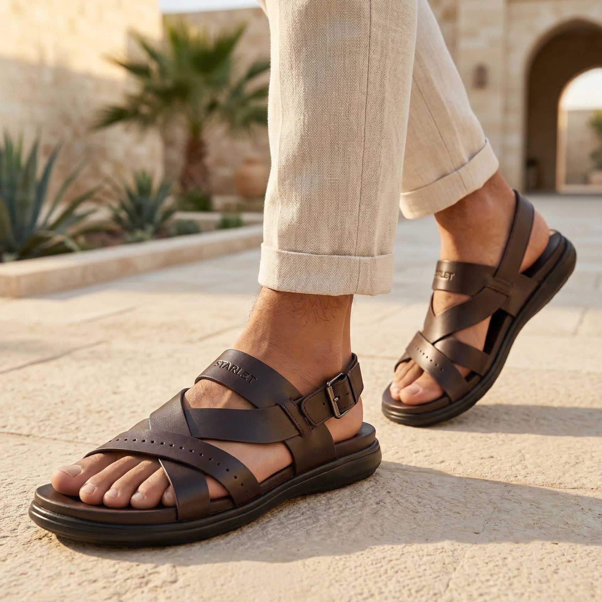 LEATHER SANDAL - VCT-114 BROWN