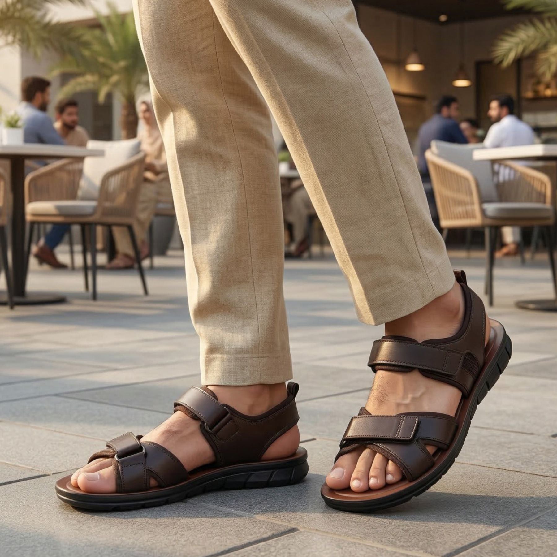 LEATHER SANDAL - AK-110 BROWN