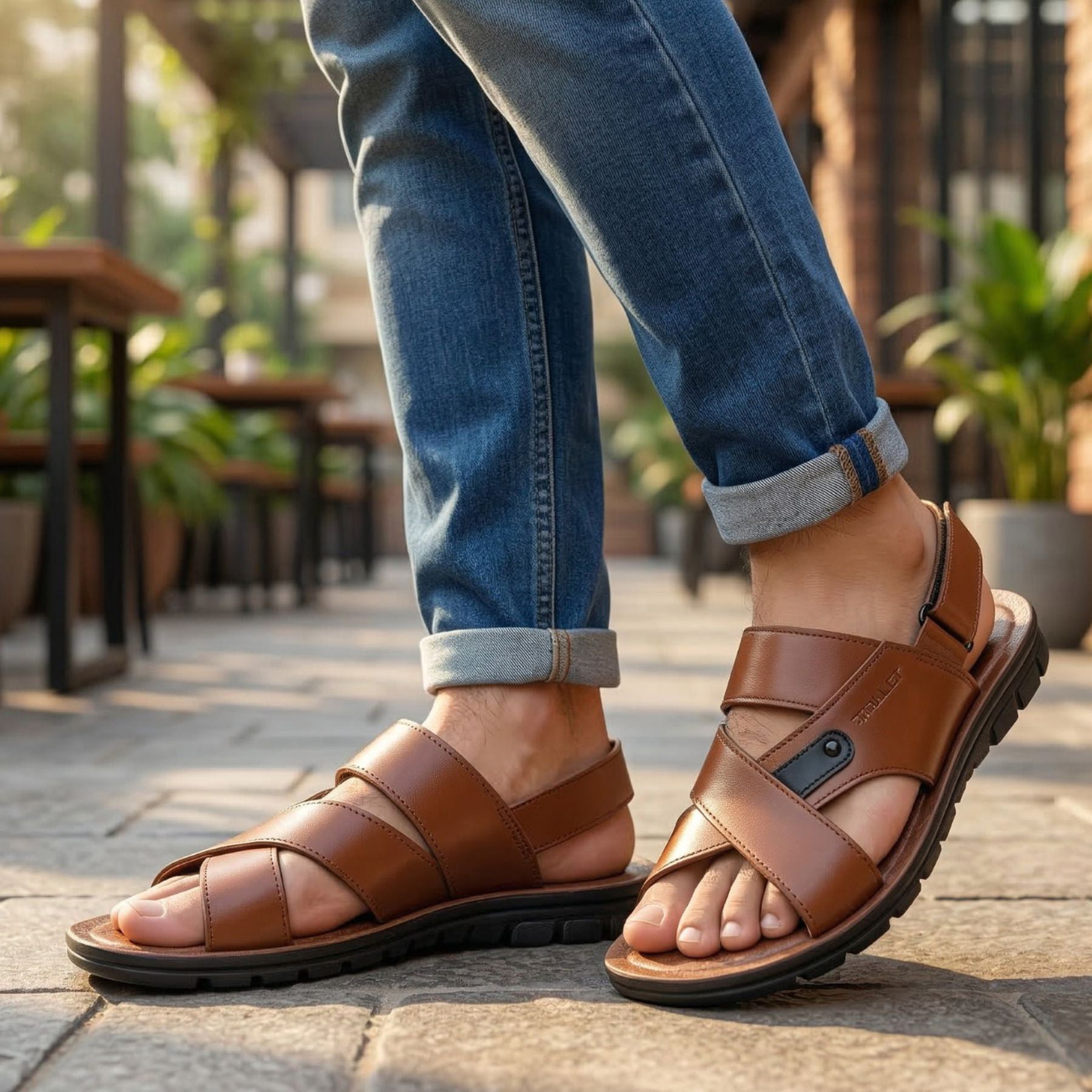LEATHER SANDAL - AK-112 TAN