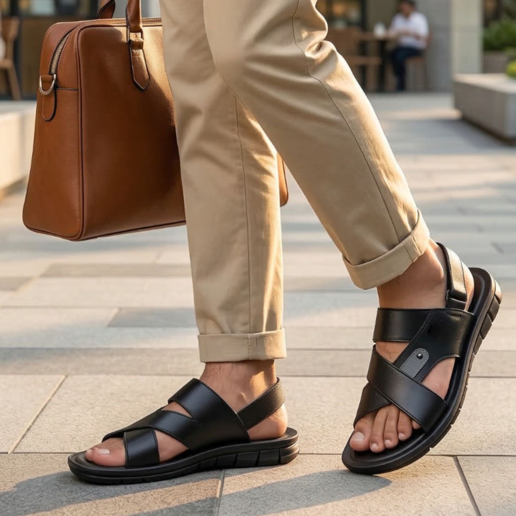 LEATHER SANDAL - AK-112 BLACK