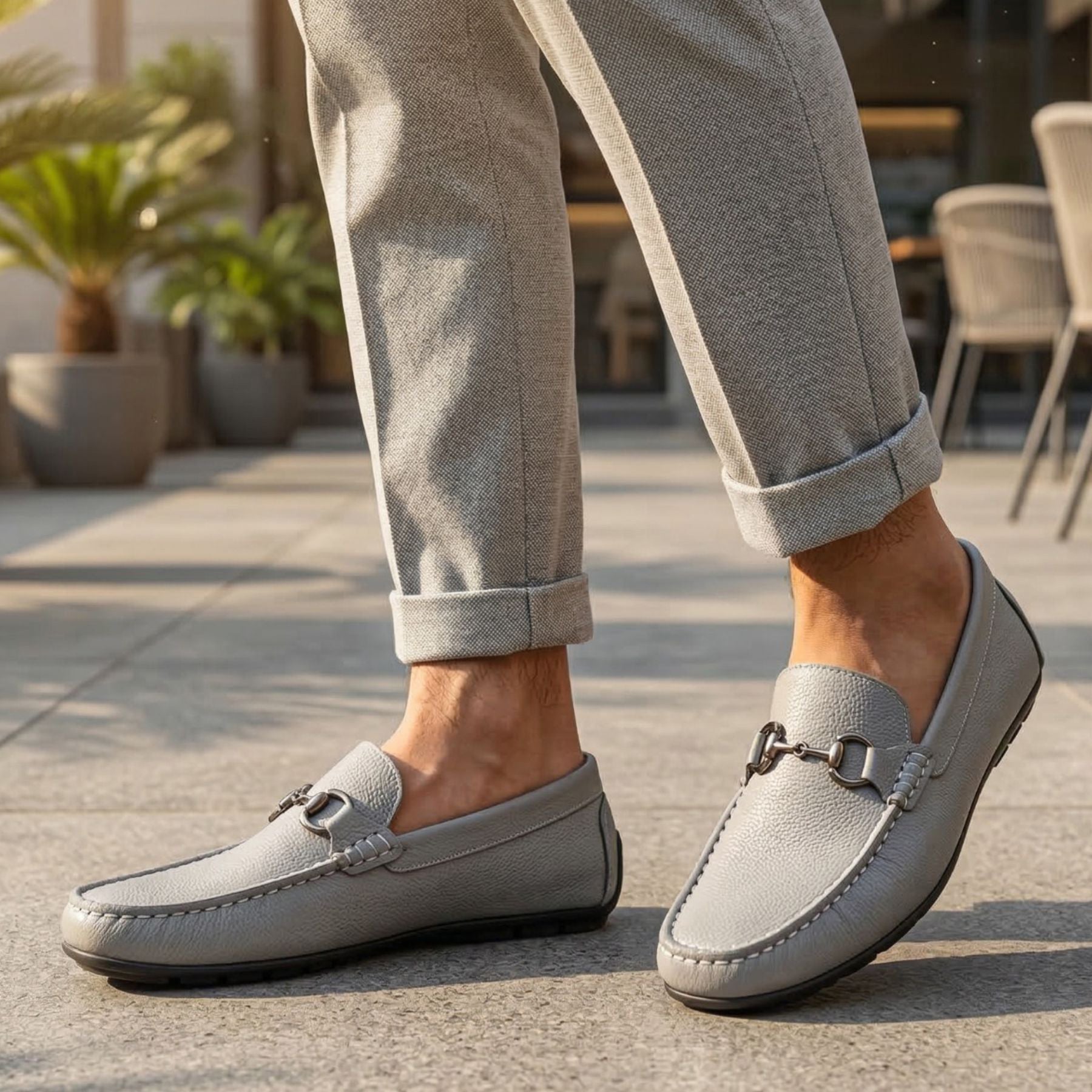 LEATHER SHOES - FLD-01 GREY