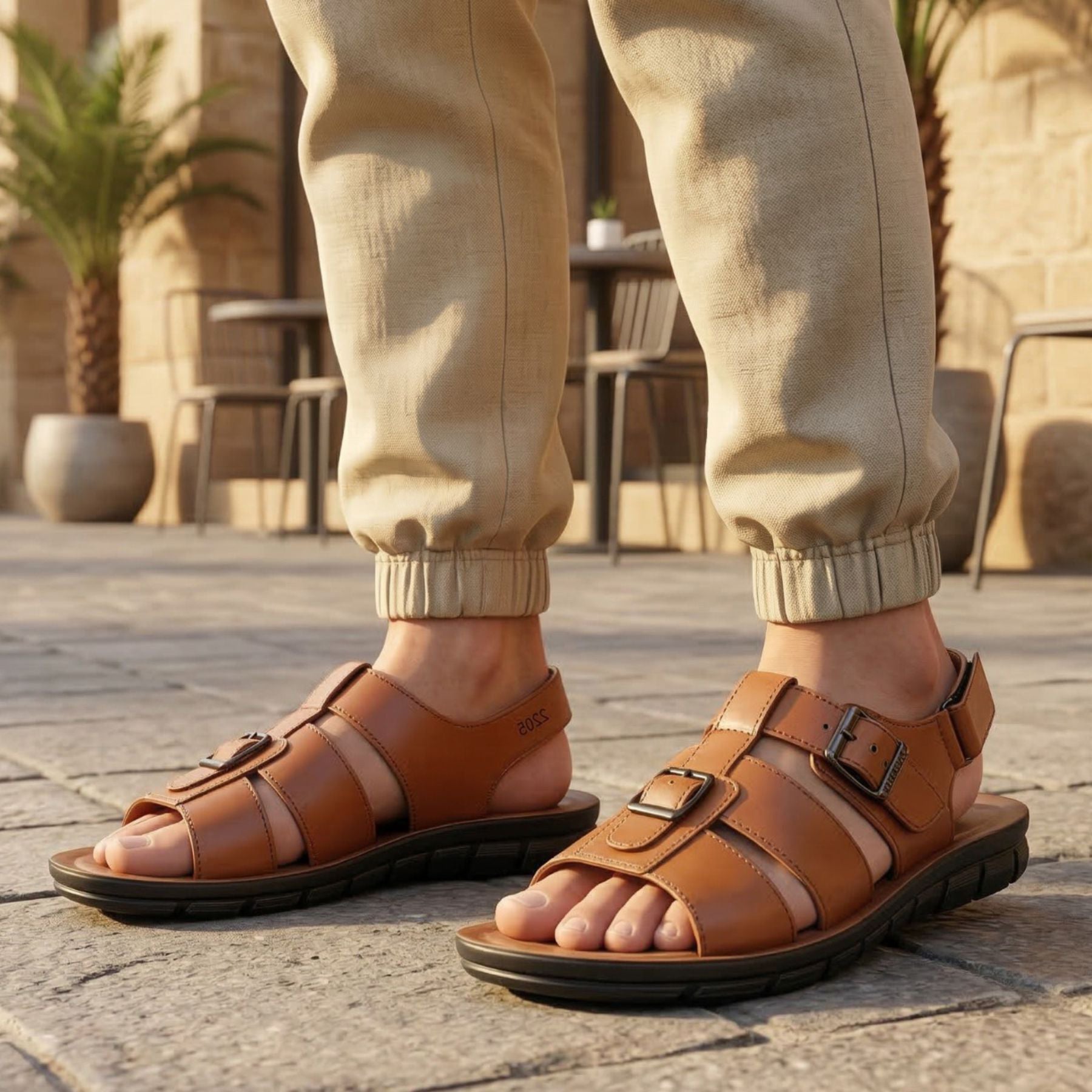 LEATHER SANDAL - AK-115 TAN