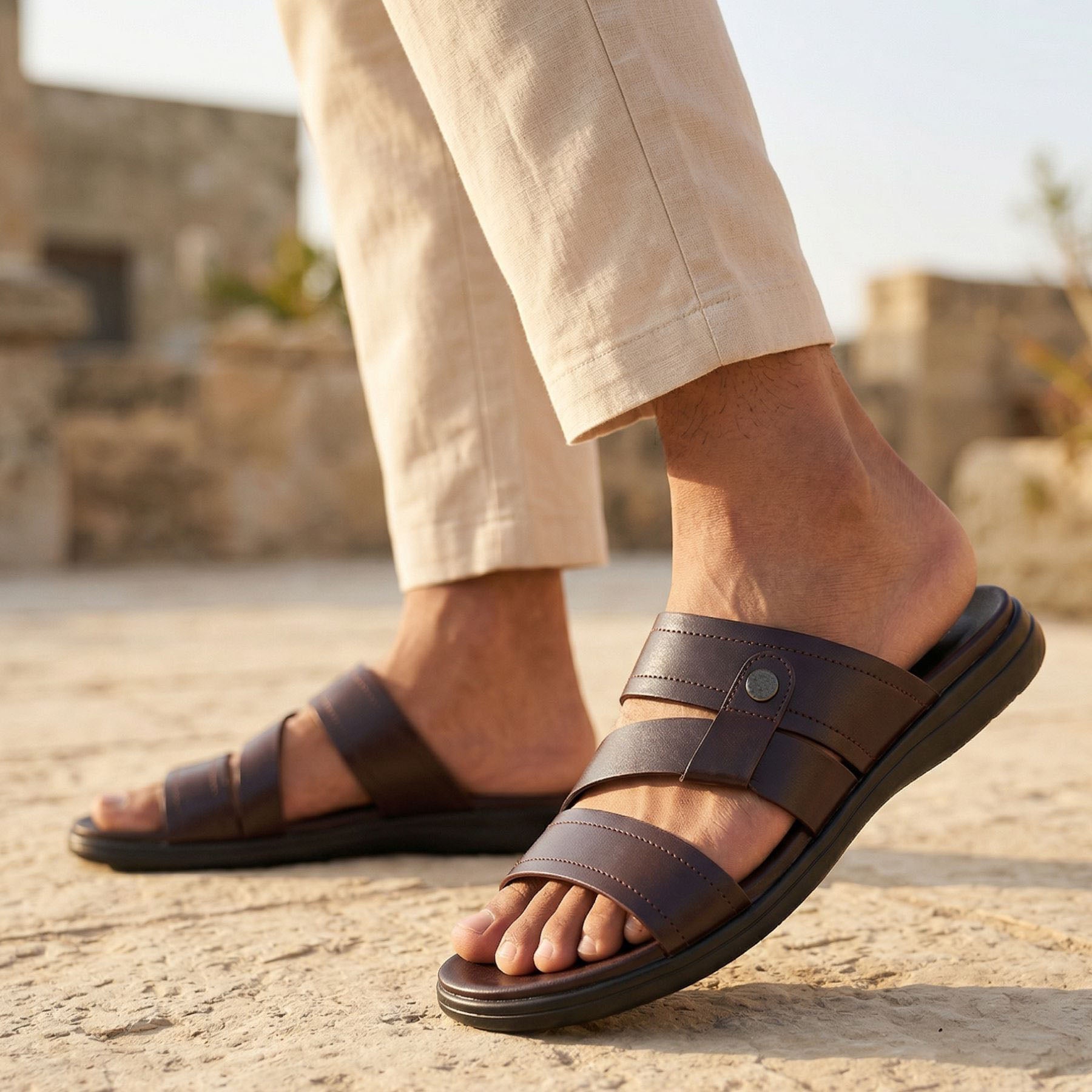 LEATHER SANDAL - VCT-016 BROWN
