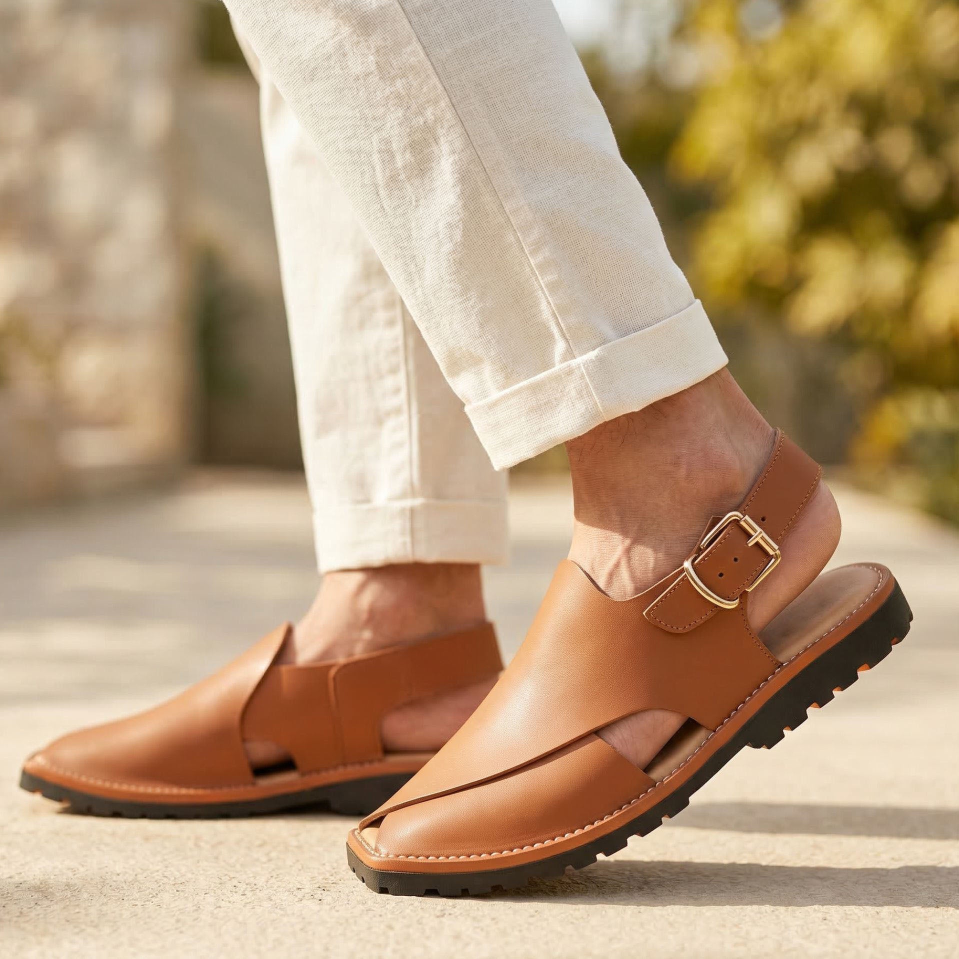 LEATHER PESHAWARI CHAPPAL - ATG0015 TAN