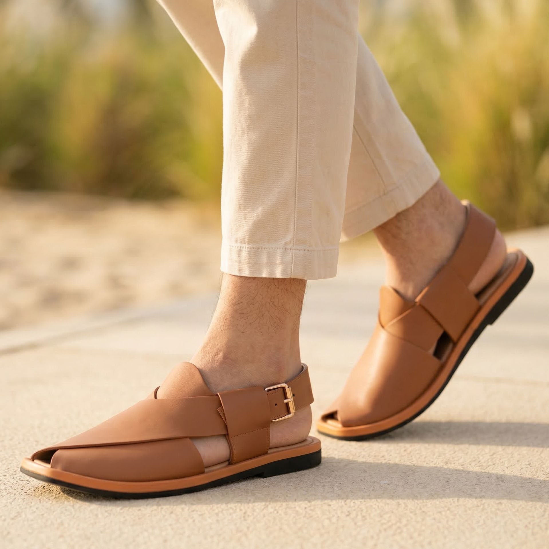 LEATHER PESHAWARI CHAPPAL - ATG0012 TAN