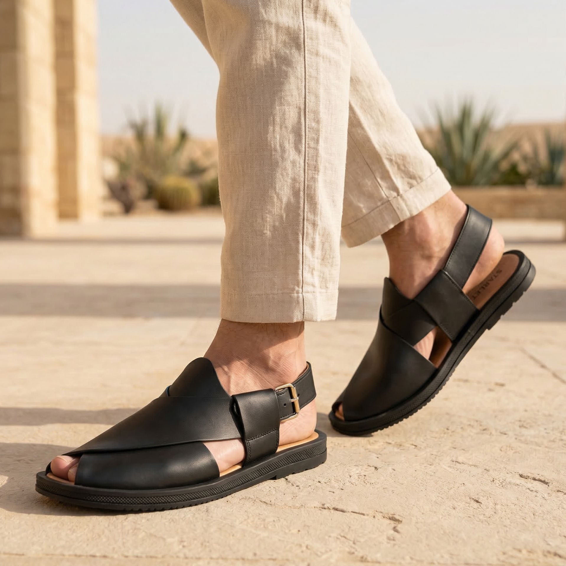 LEATHER PESHAWARI CHAPPAL - ATG0012 BLACK