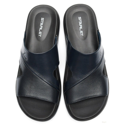 LEATHER SLIPPER - VCT-002 BLUE