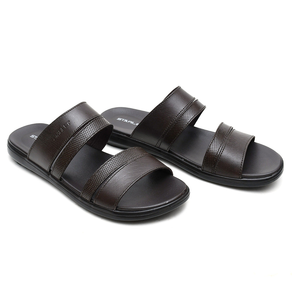 LEATHER SLIPPER VCT-003 BROWN - Main Image