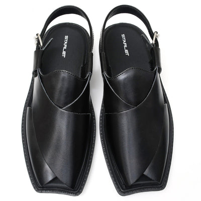 LEATHER PESHAWARI  CHAPPAL - PAHARI-002 BLACK