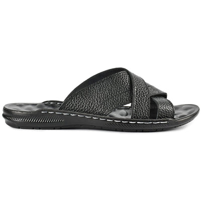LEATHER SLIPPER - SR-1127 BLACK